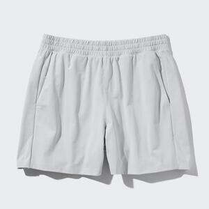 Uniqlo NEW Ultra Stretch Dry-Ex Shorts Mens Large Light Gray Elastic Waist Solid